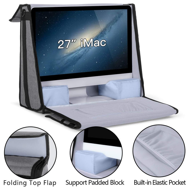 Damero Carrying Tote Bag Compatible with Apple 27" iMac Desktop Computer, Travel Storage Bag for iMac 27-inch and Other Accessories, Gray - Image 3